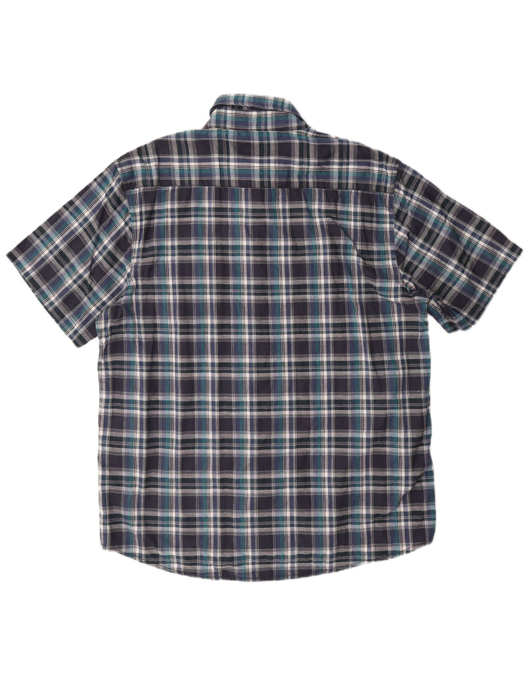 Avirex Mens Short Sleeve Shirt 2XL Navy Blue Check Cotton