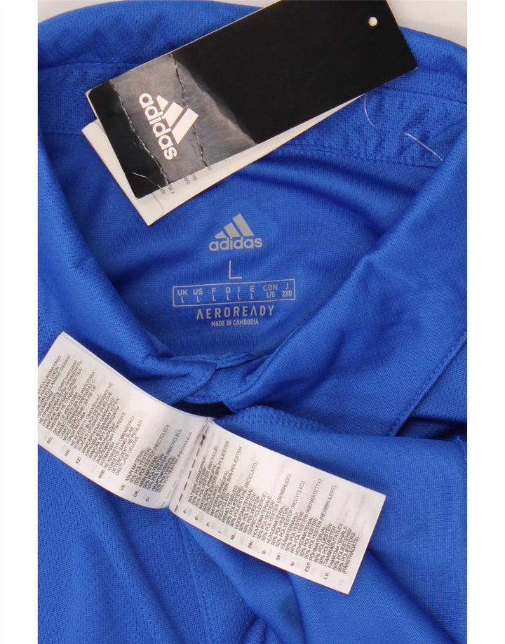 Adidas Mens Aeroready Polo Shirt Large Blue Polyester
