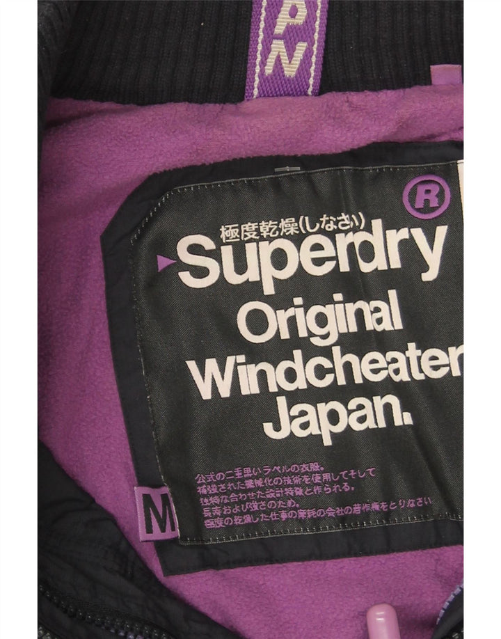 Superdry Womens Graphic Windbreaker Jacket UK 14 Medium Navy Blue