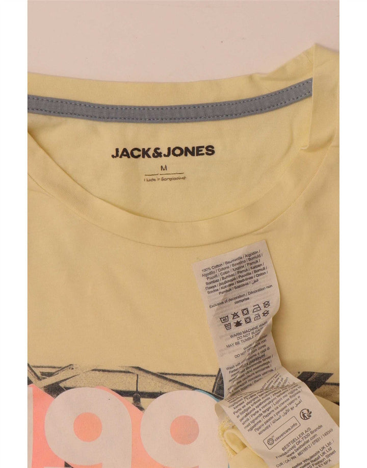 Jack & Jones Mens Graphic T-Shirt Top Medium Yellow Cotton