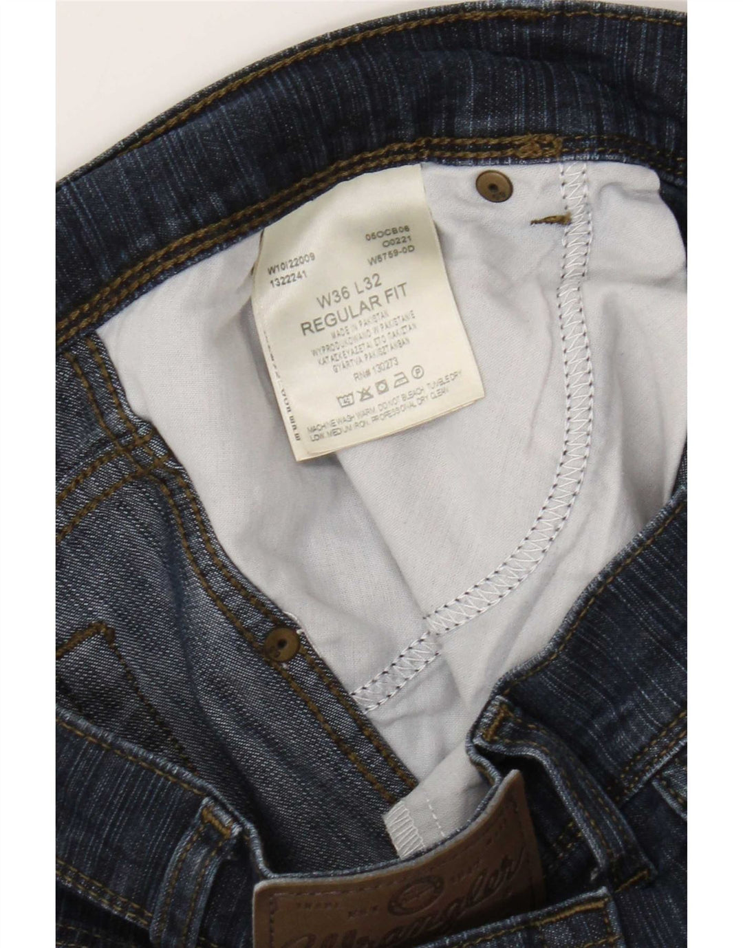 Wrangler Mens Regular Fit Straight Jeans W36 L32 Blue Cotton
