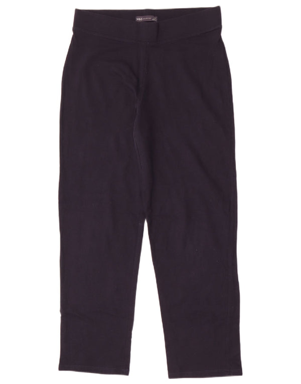 Marks & Spencer Womens Tracksuit Trousers UK 12 Medium Navy Blue Cotton