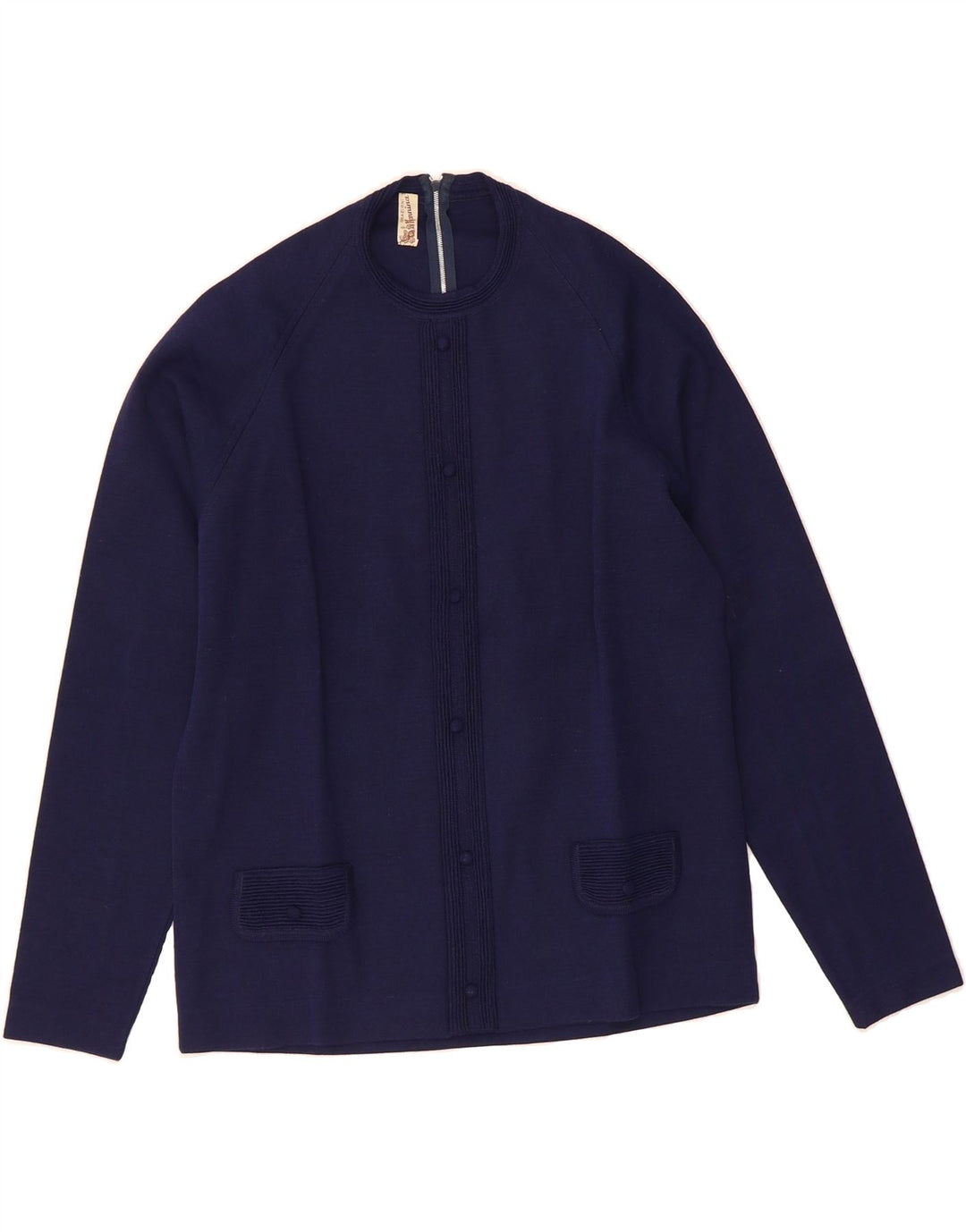 VINTAGE Womens Crew Neck Jumper Sweater UK 14 Medium Navy Blue Vintage Vintage and Second-Hand Vintage from Messina Hembry 