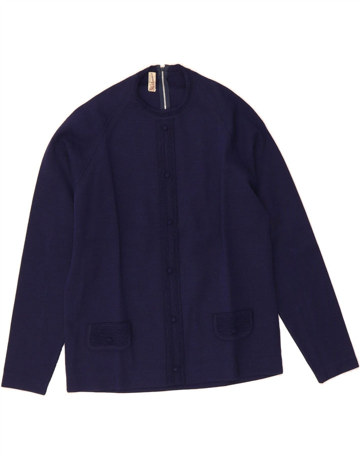 VINTAGE Womens Crew Neck Jumper Sweater UK 14 Medium Navy Blue Vintage Vintage and Second-Hand Vintage from Messina Hembry 