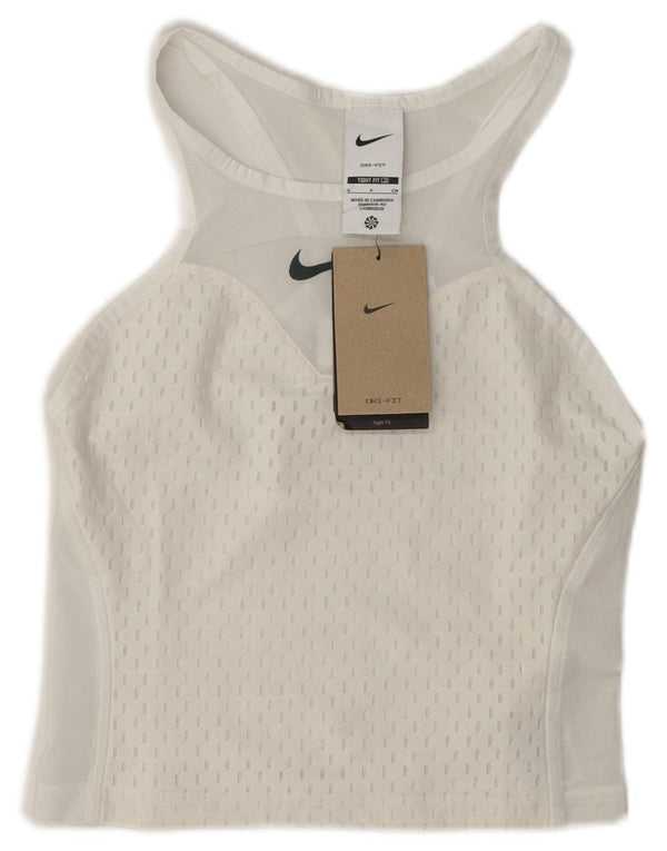 Nike Womens Tight Fit See Through Crop Vest Top UK 8 Small White Polyester
