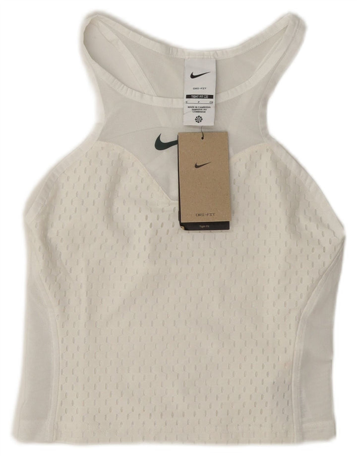 Nike Womens Tight Fit See Through Crop Vest Top UK 8 Small White Polyester