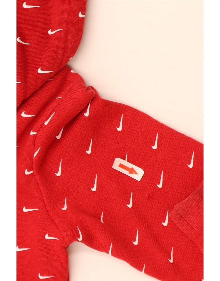 Nike Boys Graphic Hoodie Jumper 5-6 Years Medium Red Cotton
