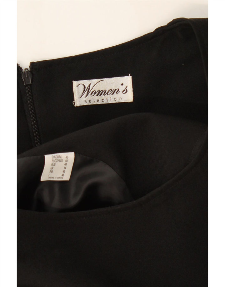VINTAGE Womens Sleeveless Sheath Dress UK 14 Medium Black Polyester Vintage Vintage and Second-Hand Vintage from Messina Hembry 
