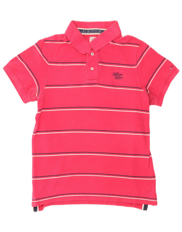 Tommy Hilfiger Mens Polo Shirt Large Pink Striped Cotton