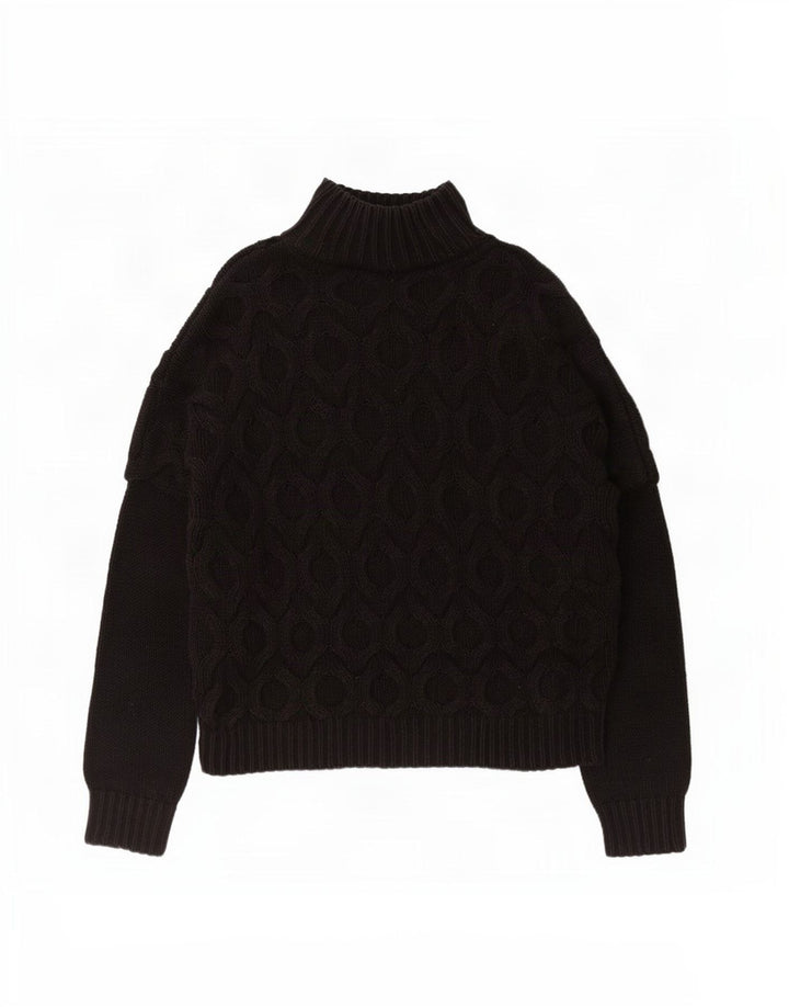 Reiss Mens Loose Fit Roll Neck Jumper Sweater Medium Black Cotton