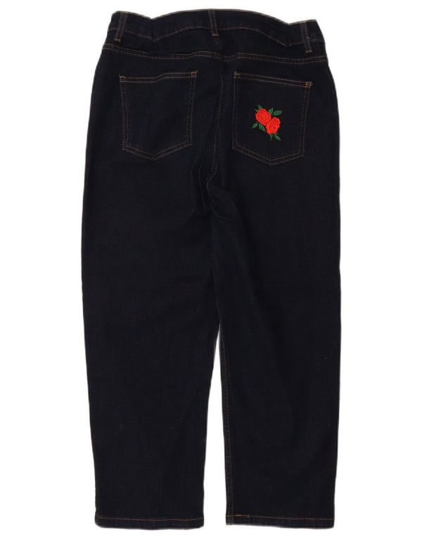 Marks & Spencer Womens Graphic Cropped Jeans UK 14 Large W32 L22 Navy Blue