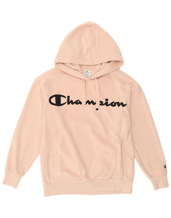 Champion Womens Oversized Graphic Fleece Hoodie Jumper UK 10 Small Pink