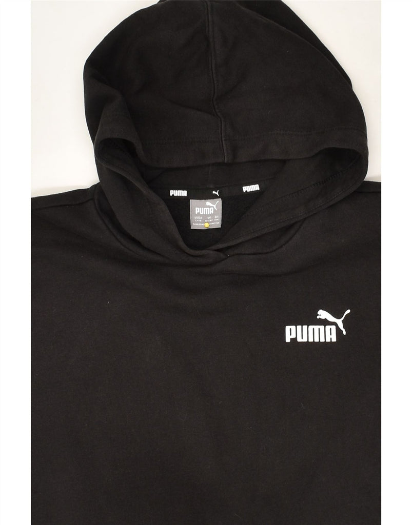 PUMA Girls Graphic Hoodie Jumper 13-14 Years Black Cotton | Vintage Puma | Thrift | Second-Hand Puma | Used Clothing | Messina Hembry 