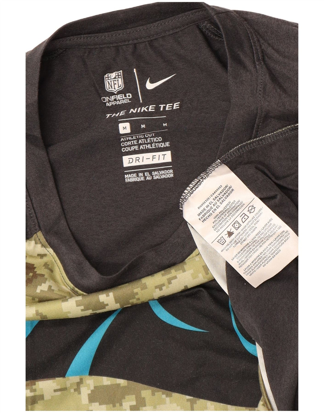 NIKE Mens Athletic Cut Graphic Top 3/4 Sleeve Medium Khaki Camouflage