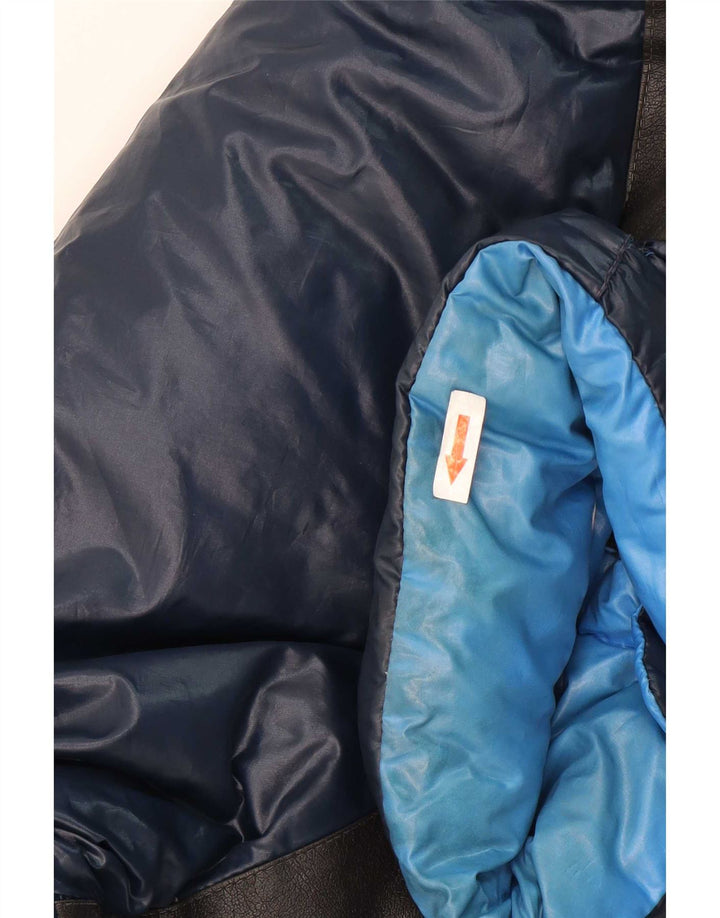 Samas Mens Hooded Padded Jacket UK 40 Large Navy Blue Colourblock Polyamide