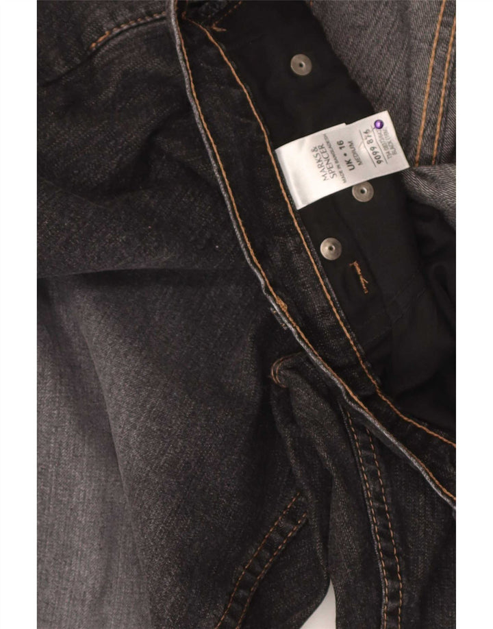 Marks & Spencer Womens Bootcut Jeans UK 16 Large W34 L30 Black Cotton