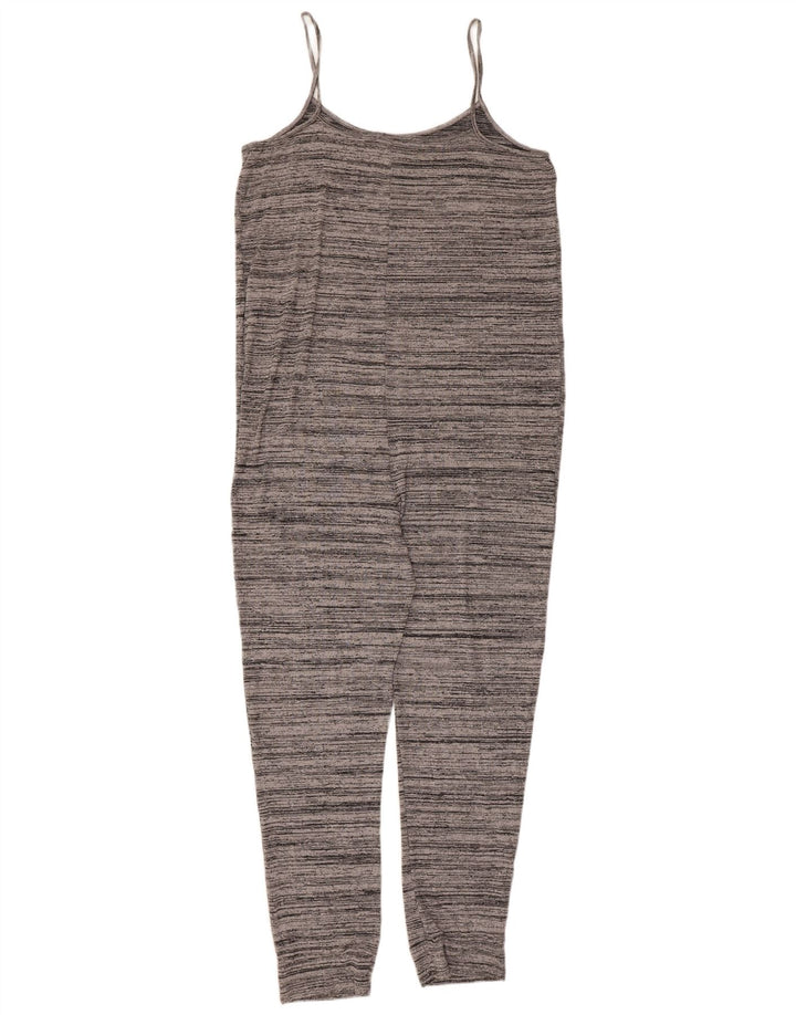 Topshop Womens Sleeveless Jumpsuit UK 12 Medium Grey Striped Viscose