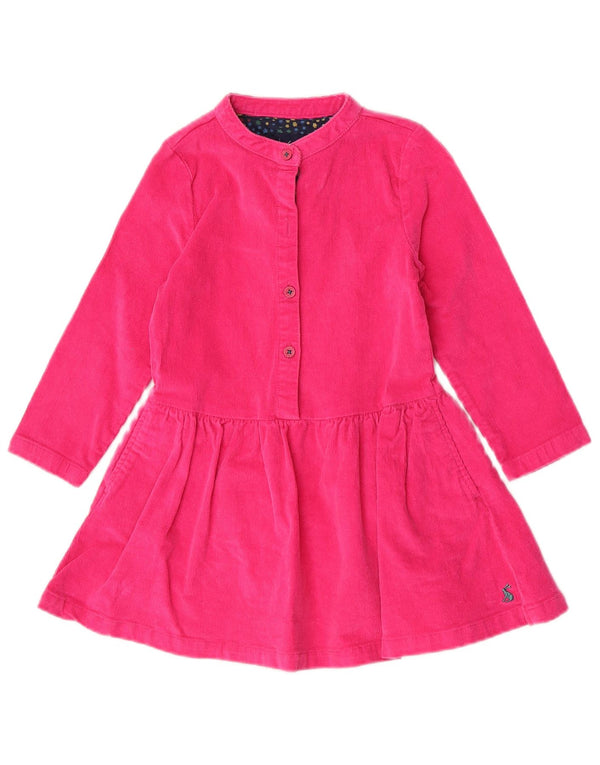 Joules Girls Long Sleeve Corduroy Swing Dress 3-4 Years Pink Cotton