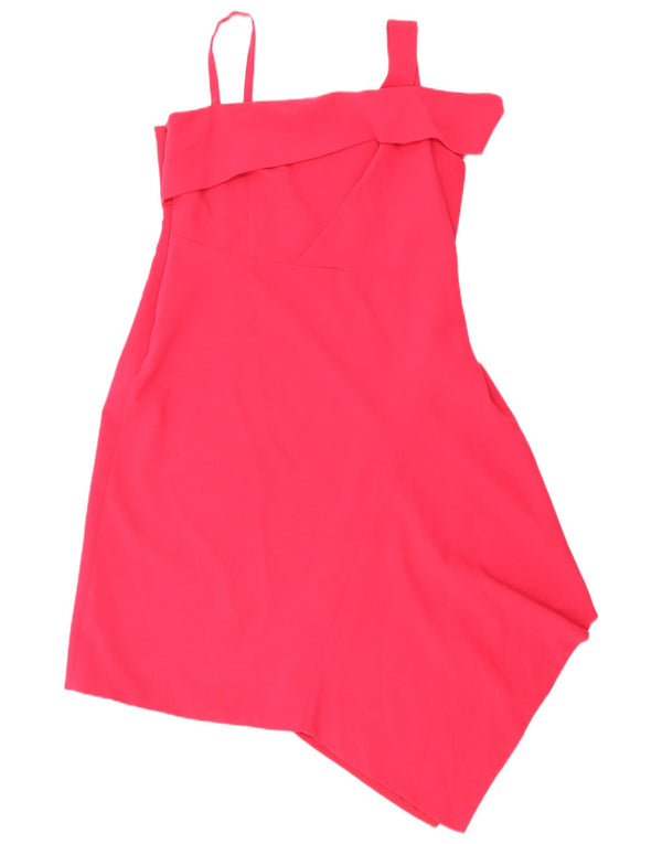 Coast Womens Sleeveless Asymmetrical Dress UK 18 XL Pink Polyester