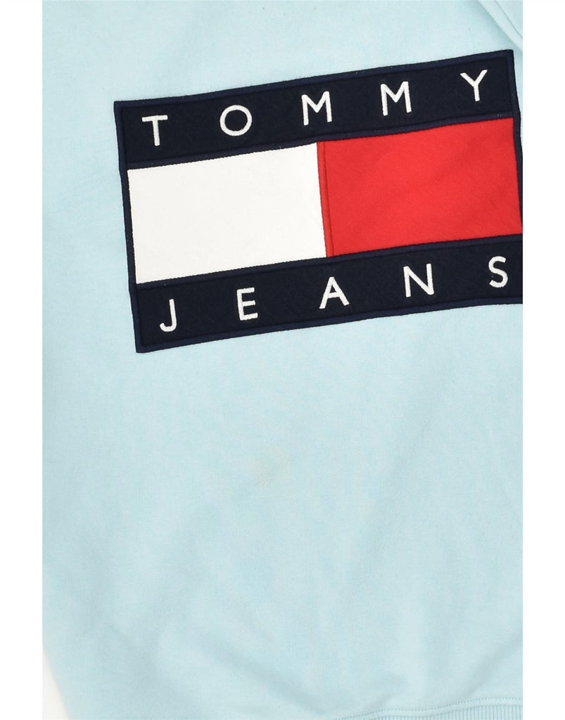 TOMMY HILFIGER Mens Graphic Sweatshirt Jumper Medium Blue Cotton | Vintage Tommy Hilfiger | Thrift | Second-Hand Tommy Hilfiger | Used Clothing | Messina Hembry 