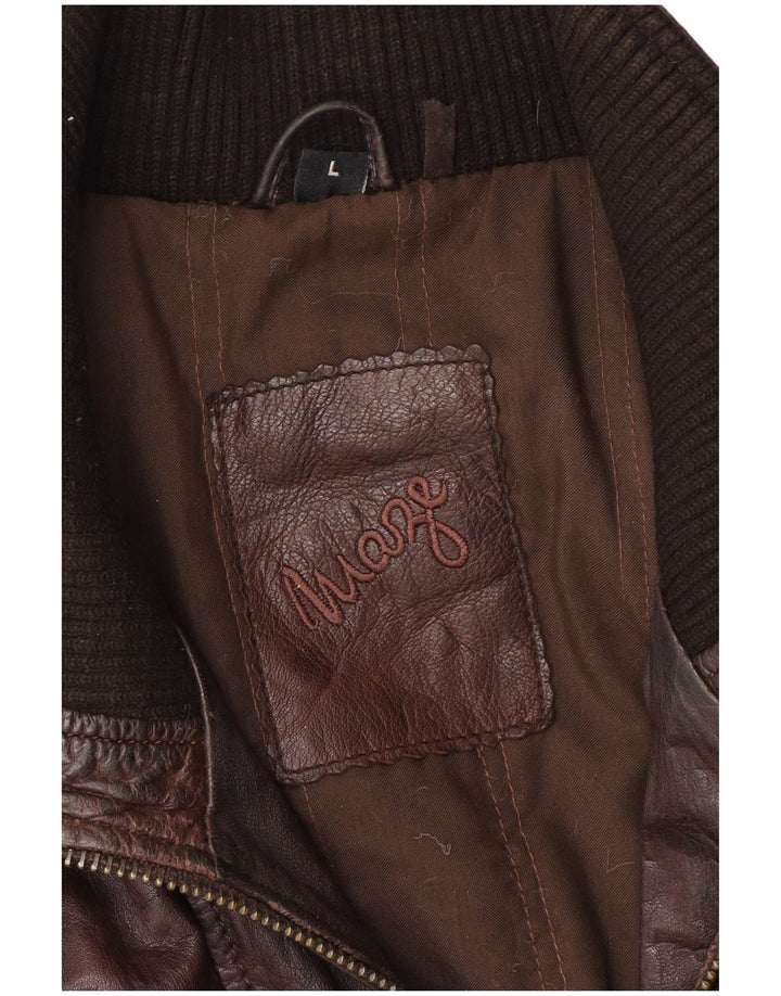 MAZE Mens Leather Jacket UK 40 Large Brown Leather