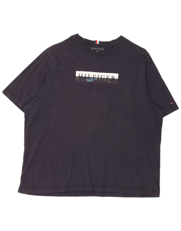 Tommy Hilfiger Mens Tall Graphic T-Shirt Top 4XL Navy Blue Cotton