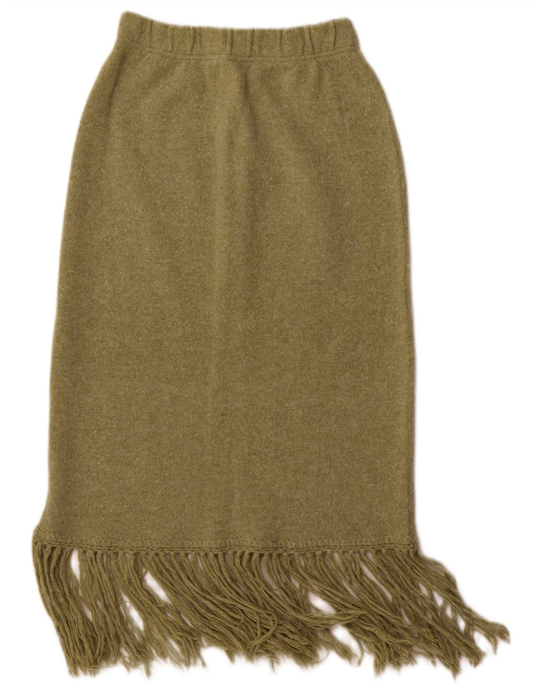 Vintage Womens Knit Midi Skirt Medium W28 Green Wool