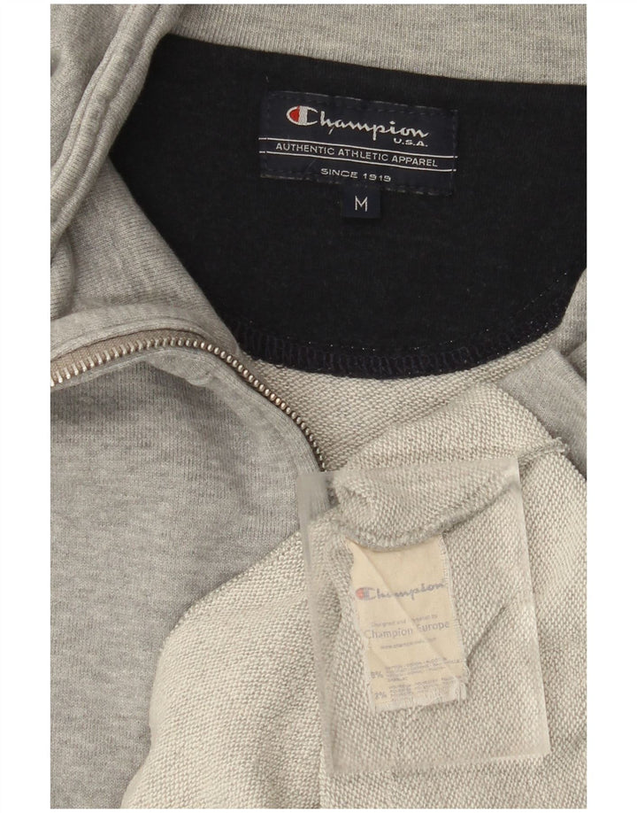 CHAMPION Mens Tracksuit Top Jacket Medium Grey Cotton