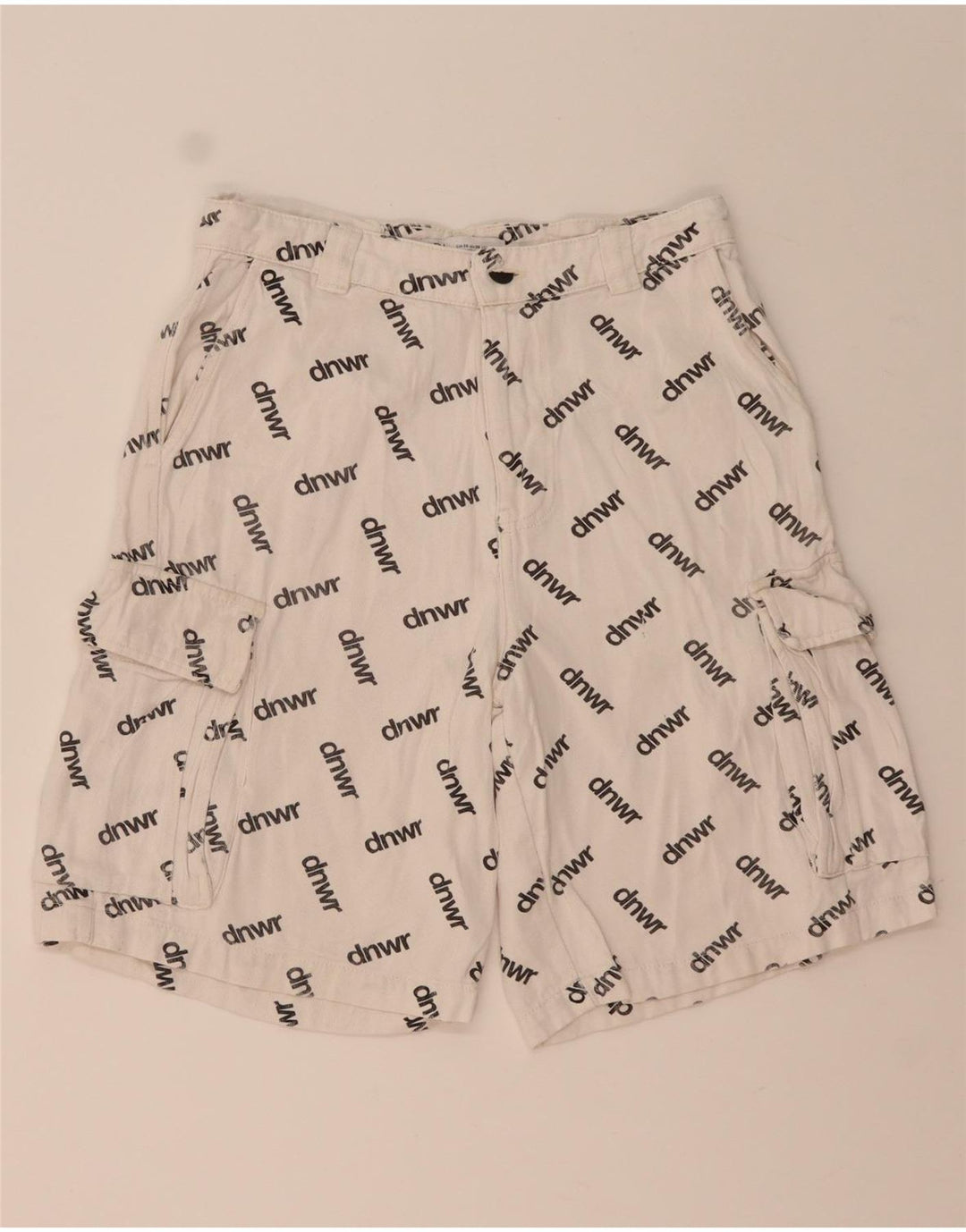 Zara Mens Graphic Cargo Shorts EU 38 Small W30  White