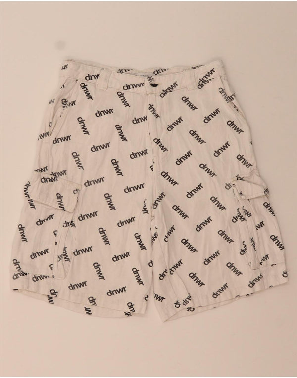 Zara Mens Graphic Cargo Shorts EU 38 Small W30  White