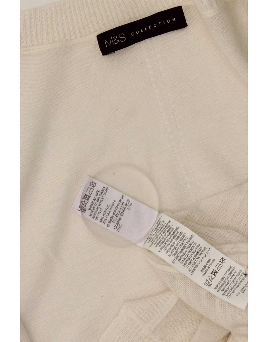 Marks & Spencer Womens Longline Open Cardigan Sweater UK 14 Medium White