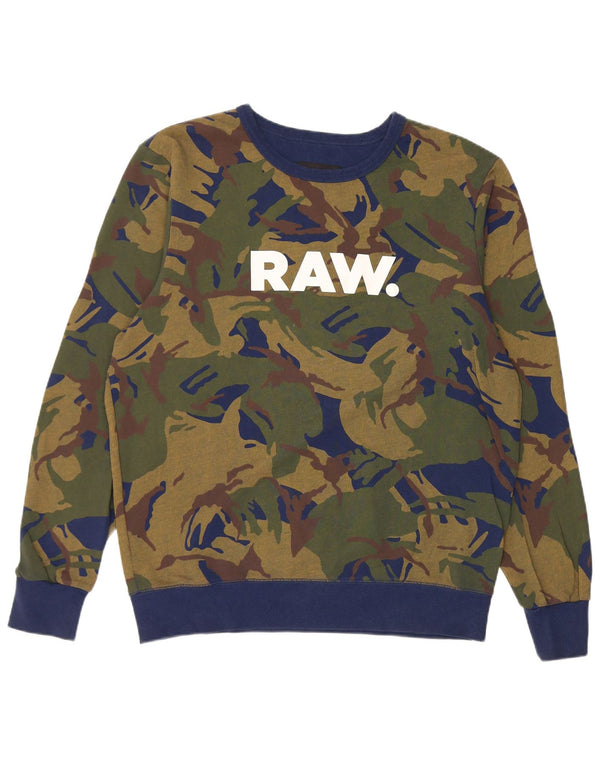 G-Star Mens Graphic Regular Fit Sweatshirt Jumper Large Green Camouflage