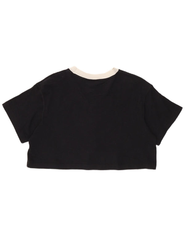 Nike Womens Crop T-Shirt Top UK 10 Small Black Colourblock