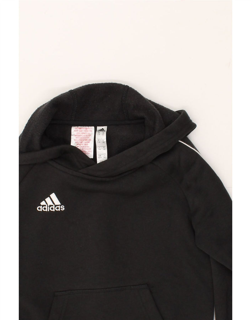 ADIDAS Boys Hoodie Jumper 7-8 Years Black Cotton | Vintage Adidas | Thrift | Second-Hand Adidas | Used Clothing | Messina Hembry 