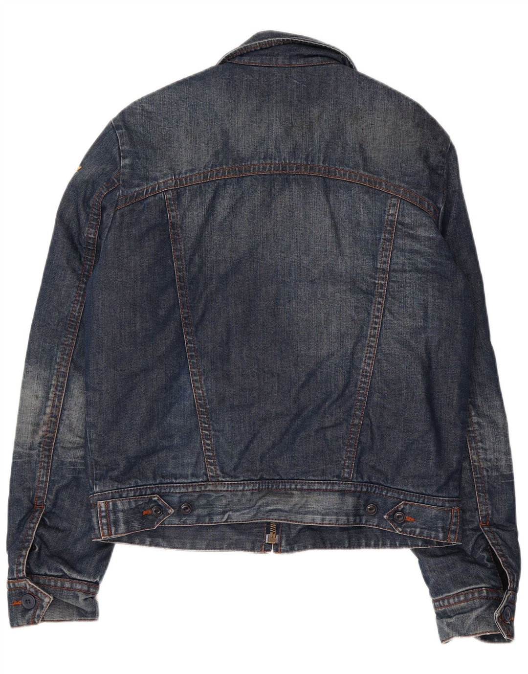 REPLAY Womens Denim Jacket UK 14 Large Navy Blue Cotton