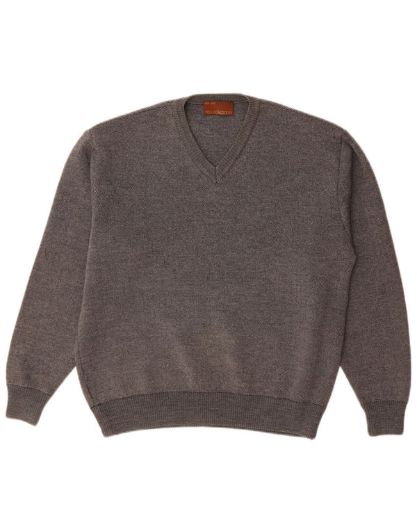 Marks & Spencer Mens V-Neck Jumper Sweater Small Grey
