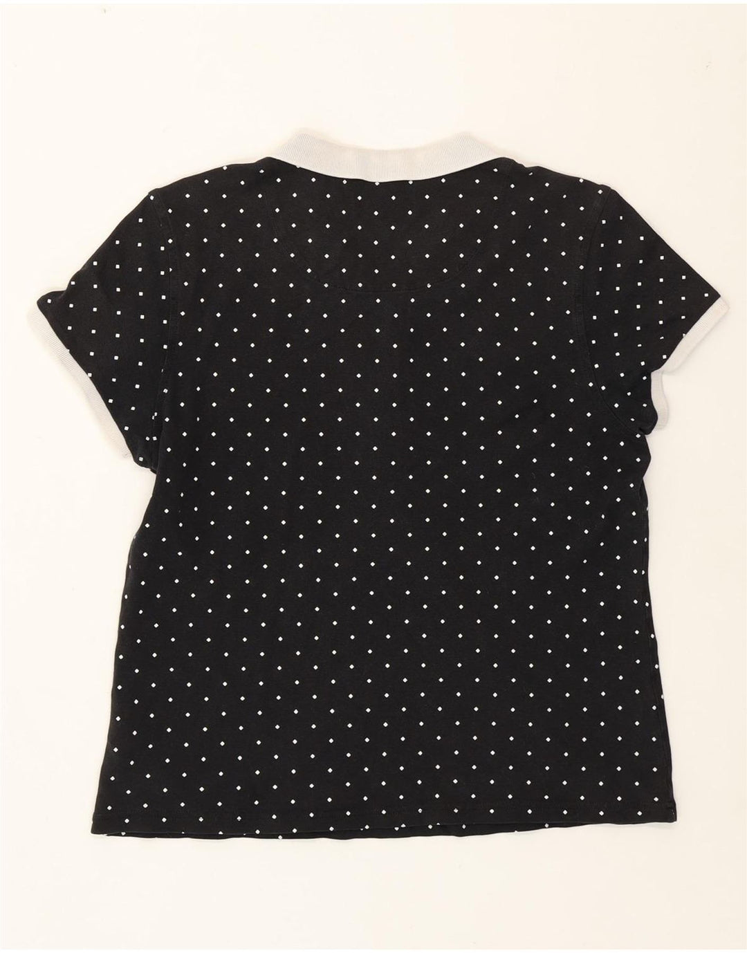 Fred Perry Womens Polo Shirt UK 14 Large Black Spotted Cotton