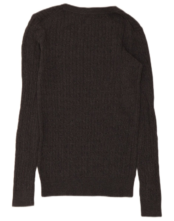 Tommy Hilfiger Womens Boat Neck Jumper Sweater UK 2 2XS Grey Cotton