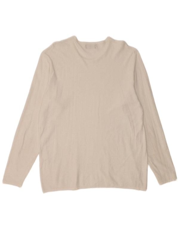 Zara Womens Top Long Sleeve UK 18 XL White Herringbone