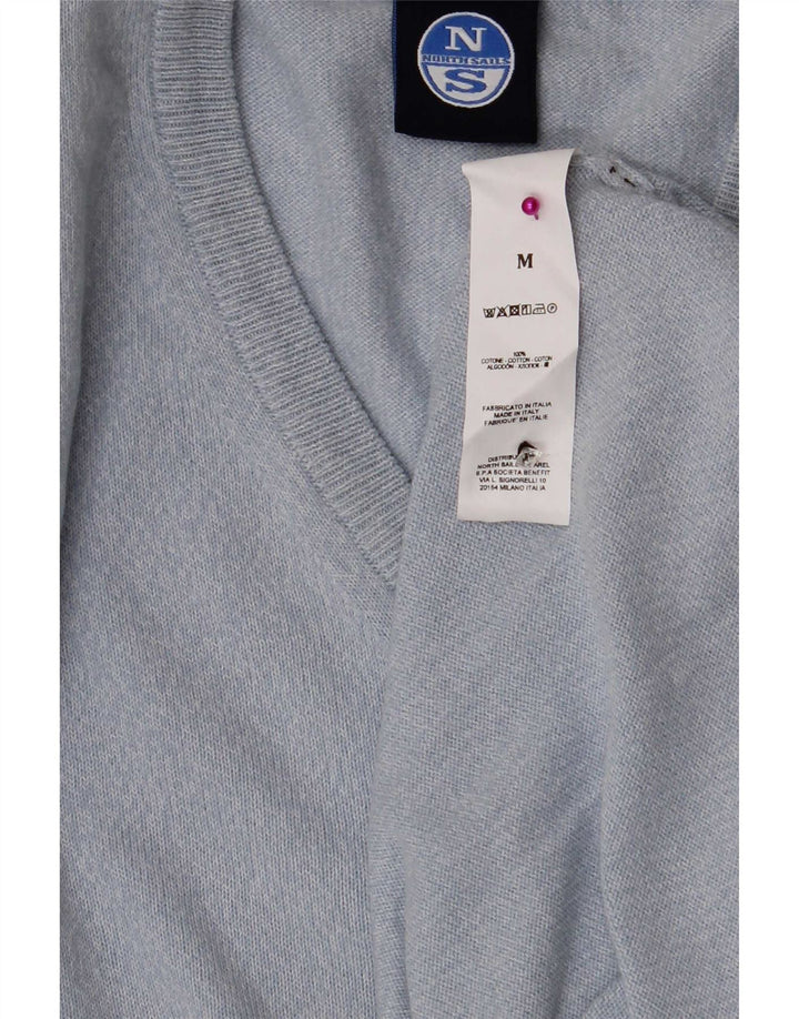 North Sails Mens V-Neck Jumper Sweater Medium Blue Cotton