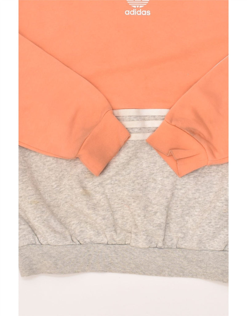 ADIDAS Girls Sweatshirt Jumper 11-12 Years Orange Colourblock Cotton | Vintage Adidas | Thrift | Second-Hand Adidas | Used Clothing | Messina Hembry 