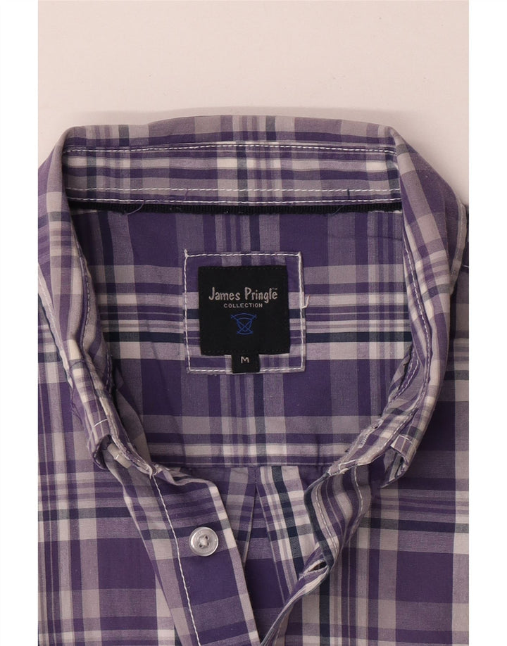 James Pringle Mens Short Sleeve Shirt Medium Purple Check
