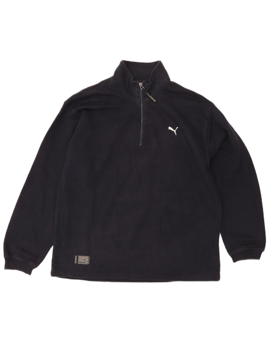 PUMA Mens Zip Neck Sweatshirt Jumper Medium Navy Blue Cotton