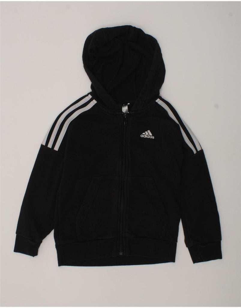 ADIDAS Boys Zip Hoodie Sweater 5-6 Years Black Cotton | Vintage Adidas | Thrift | Second-Hand Adidas | Used Clothing | Messina Hembry 