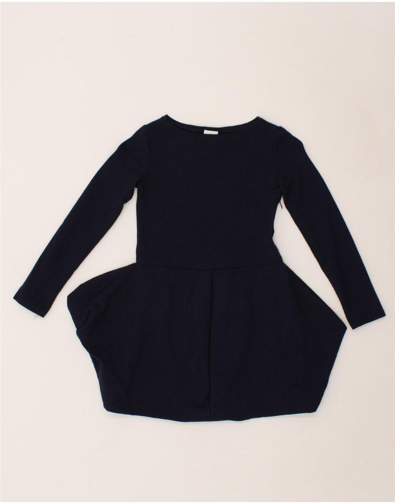 DONDUP Girls Long Sleeve Peplum Dress 7-8 Years Navy Blue Viscose Vintage Dondup and Second-Hand Dondup from Messina Hembry 