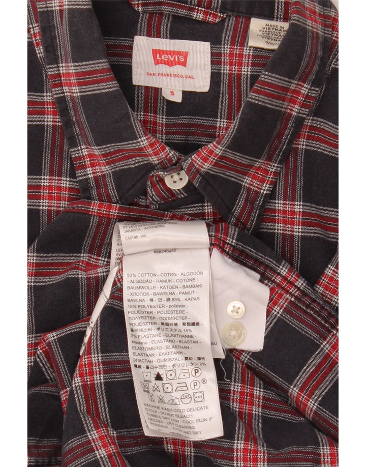 Levi's Mens Shirt Small Navy Blue Check Cotton