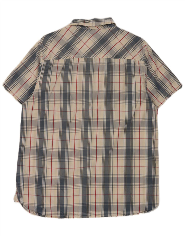Weird Fish Mens Short Sleeve Shirt Large Blue Check Cotton