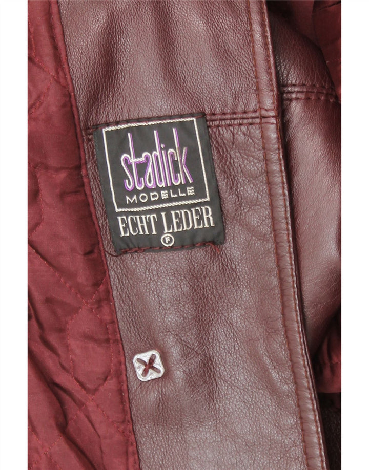 Stadick Womens Duffle Leather Coat UK 10 Small Burgundy Leather