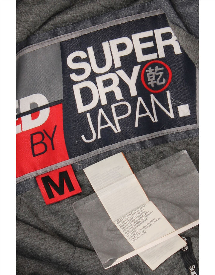 SUPERDRY Mens Hooded Windbreaker Jacket UK 38 Medium Grey Polyester