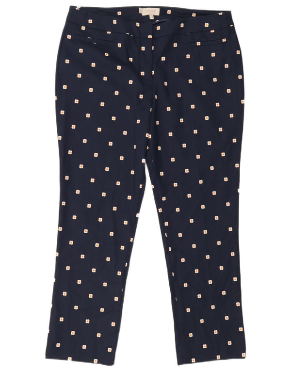 Hobbs Womens Straight Casual Trousers UK 14 Large W34 L27 Navy Blue Spotted